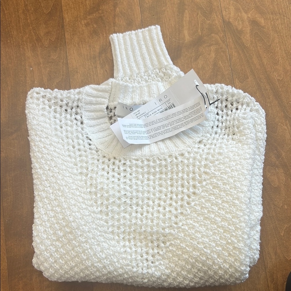 IRO White Cowl Neck Sweater with Chunky Knit